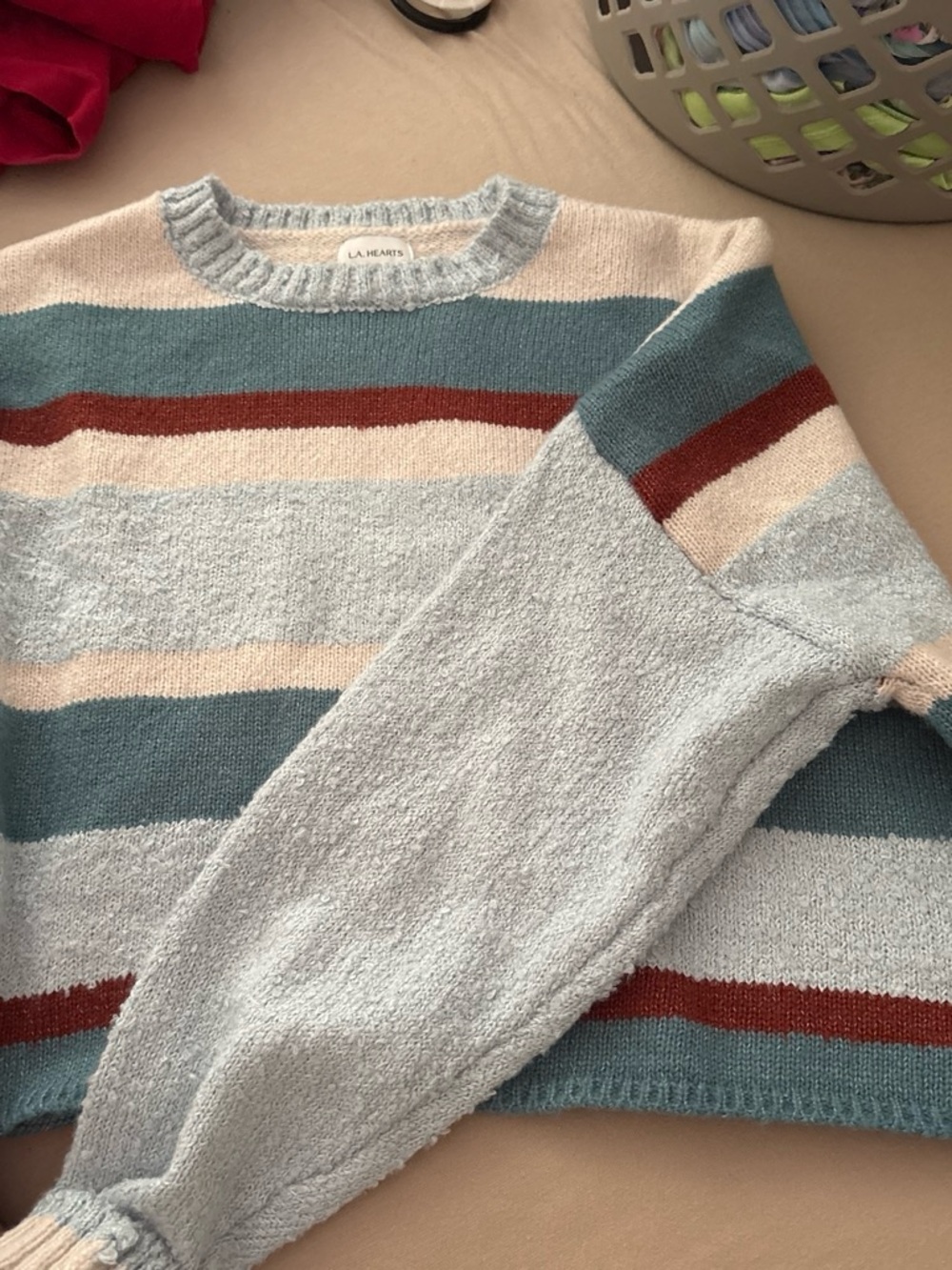 PacSun Striped Knit Sweater in Blue, Cream & Rust